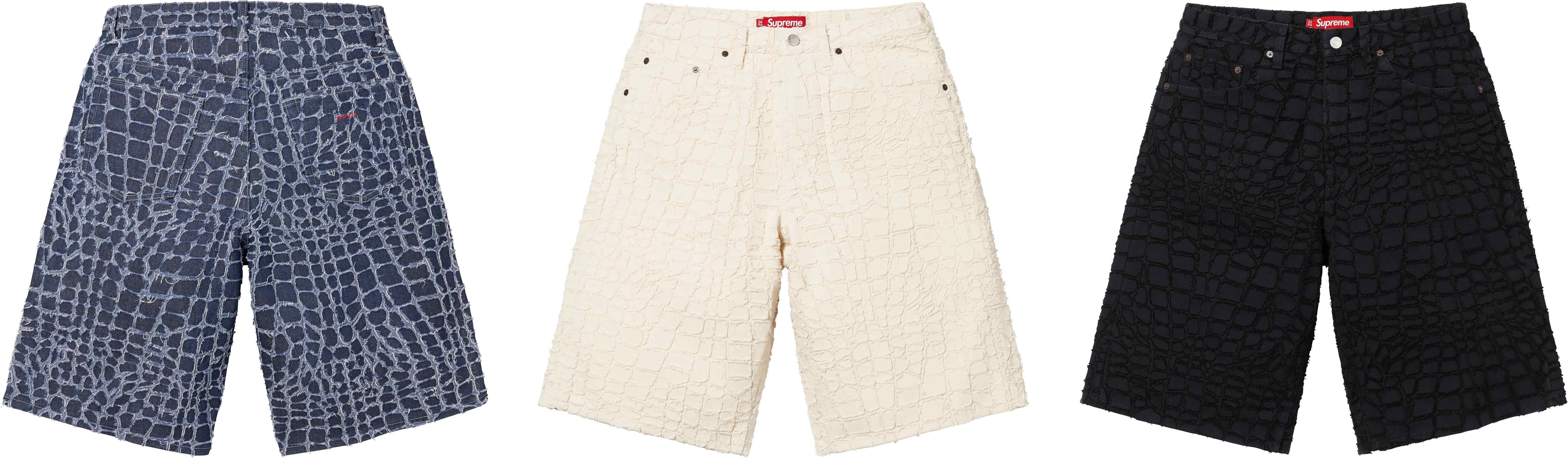 Frayed Croc Baggy Denim Short